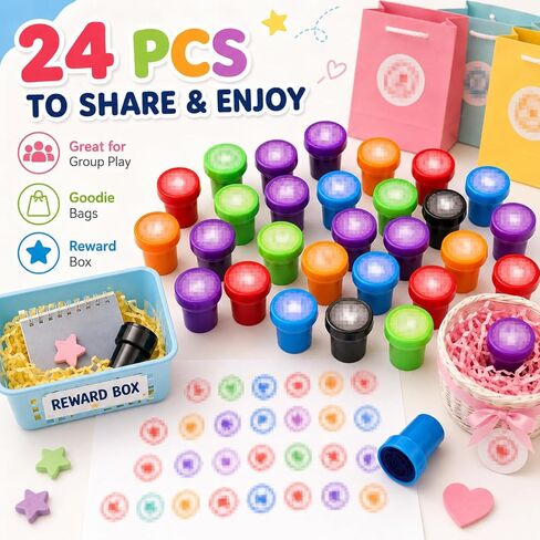 24Pcs Dêm Huñtêrs Themed Party Stampers for Kids, Happy Birthday Supplies Set, Goody Bags Treat Bag Stuff Gifts for Theme Celebration,Birthday Party Favors in Kuwait