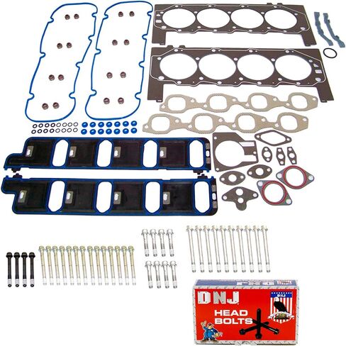 DNJ HGB3181 Cylinder Head Gasket set with Head Bolt Kit For 2001-2007 Chevrolet C3500HD 8.1L 496cid V8 OHV in Kuwait