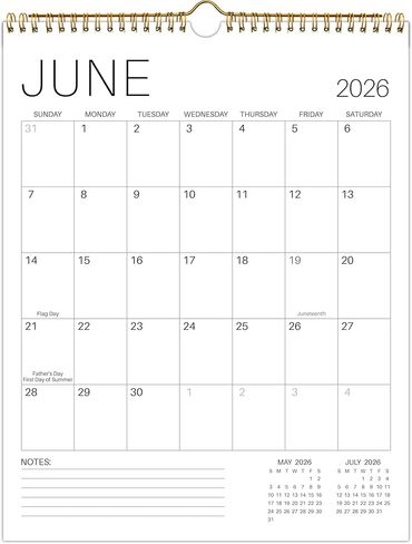 تقويم الحائط 2026-2027، 19 شهرًا من يونيو 2026 إلى ديسمبر 2027، 11.42 بوصة × 14.6 بوصة، تقويم 2026-2027 مع غلاف مزدوج السلك، ورق سميك، عطلات، تواريخ جوليان وملاحظات in Kuwait