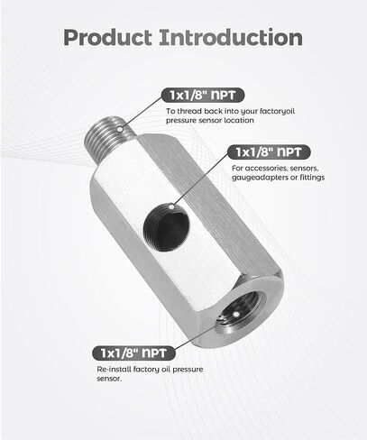 Oil Pressure Adapter,Car Accessories 1/8 NPT Oil Pressure Sensor Tee with 1 Gasket,Stainless Steel Turbo Supply Feed Line Connector,Automotive Fuel System Fittings,Suitable for Cars,SUVs in Kuwait