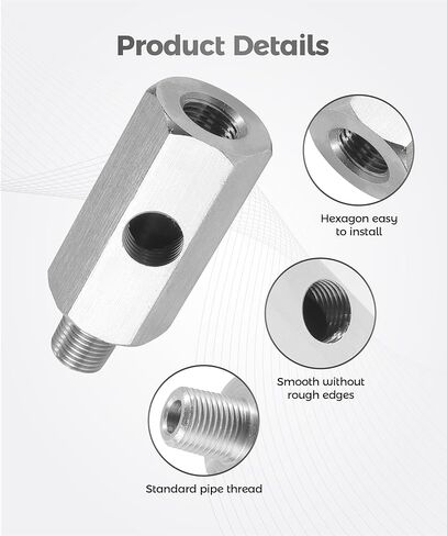 Oil Pressure Adapter,Car Accessories 1/8 NPT Oil Pressure Sensor Tee with 1 Gasket,Stainless Steel Turbo Supply Feed Line Connector,Automotive Fuel System Fittings,Suitable for Cars,SUVs in Kuwait
