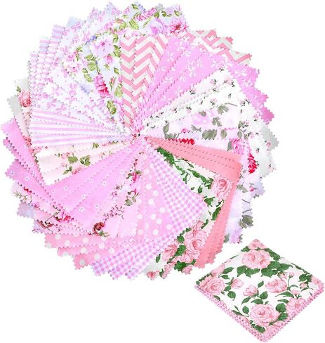 42 Pcs Charm Pack for Quilting, 5x5 Inch Fabric Squares, Assorted Floral & Geometric Cotton Quilt Blocks, Patchwork Bundles for DIY Sewing Crafts & Projects in Kuwait