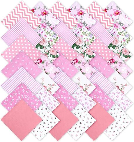 42 Pcs Charm Pack for Quilting, 5x5 Inch Fabric Squares, Assorted Floral & Geometric Cotton Quilt Blocks, Patchwork Bundles for DIY Sewing Crafts & Projects in Kuwait