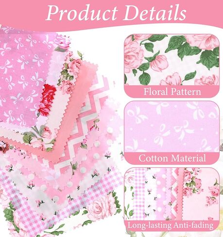 42 Pcs Charm Pack for Quilting, 5x5 Inch Fabric Squares, Assorted Floral & Geometric Cotton Quilt Blocks, Patchwork Bundles for DIY Sewing Crafts & Projects in Kuwait