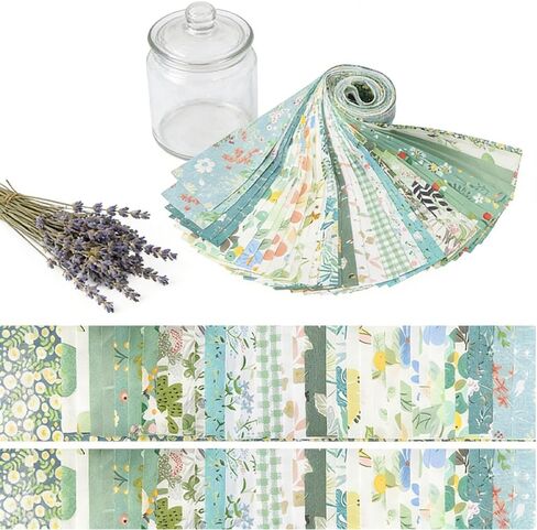 40 Pieces Mint Green Jelly Roll Cotton Fabric Strips, Pre-Cut Quilting Strips, 2.56×19.69 Inches, for DIY Spring Crafts, Home Decor, Patchwork in Kuwait