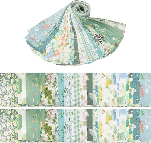 40 Pieces Mint Green Jelly Roll Cotton Fabric Strips, Pre-Cut Quilting Strips, 2.56×19.69 Inches, for DIY Spring Crafts, Home Decor, Patchwork in Kuwait
