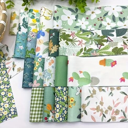 40 Pieces Mint Green Jelly Roll Cotton Fabric Strips, Pre-Cut Quilting Strips, 2.56×19.69 Inches, for DIY Spring Crafts, Home Decor, Patchwork in Kuwait