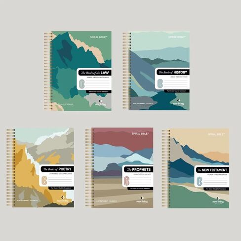 Spiral Bible™ NLT New Living Translation, Complete 5 Volume Book Bundle | Spiral Bound Spiritual Companion & Journal for Adults & Teens | 8.5" x 11" Notebook, 3.5in Margins in Kuwait