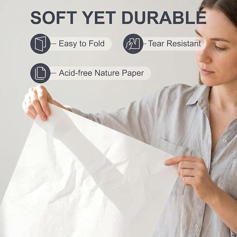 100 Sheets Acid-Free Tissue Paper, 20x13.7in White Archival Tissue Paper Bulk, Acid Free Wrapping Paper for Gift Wrapping, Clothing Storage, Protecting Photos, Crafts & More in Kuwait