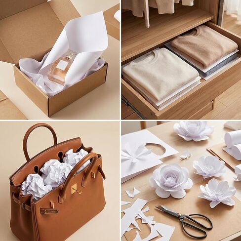 100 Sheets Acid-Free Tissue Paper, 20x13.7in White Archival Tissue Paper Bulk, Acid Free Wrapping Paper for Gift Wrapping, Clothing Storage, Protecting Photos, Crafts & More in Kuwait