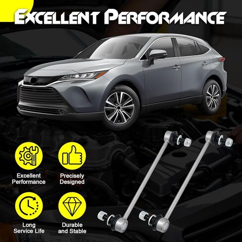قطعتان من وصلات قضيب التثبيت الأمامي من سبائك الزنك والنيكل، متوافقة مع Toyota RAV4 2019-2024، RAV4 Prime 2021-2024، Highlander 2020-2022، Venza 2021-2024، استبدال # K750966 in Kuwait