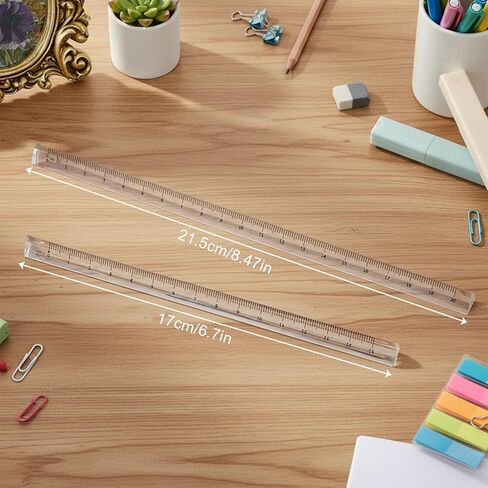 2 Pack Transparent Triangle Ruler Plastic Clear 15cm Measuring Tool Pocket Size Ruler Metric Rulers Small Architectural Scale Rulers Drafting Tools for Office and School in Kuwait