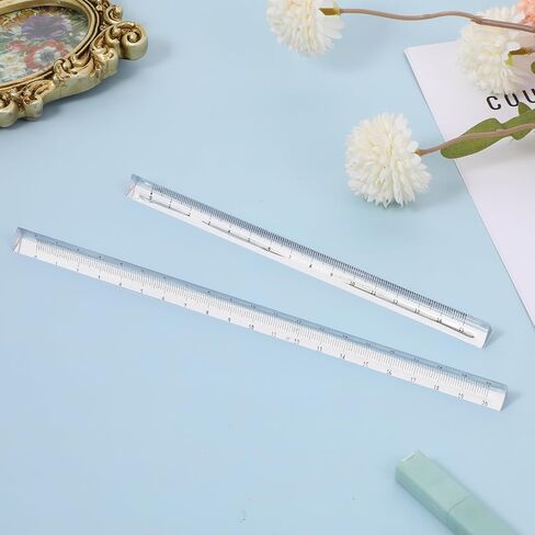 2 Pack Transparent Triangle Ruler Plastic Clear 15cm Measuring Tool Pocket Size Ruler Metric Rulers Small Architectural Scale Rulers Drafting Tools for Office and School in Kuwait