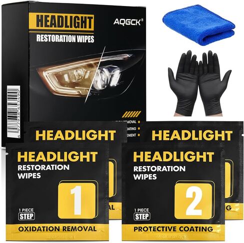 AOGCK car Headlight Repair Wet Wipe Set, Including Anti-Oxidation and Anti Yellowing Protective Coating, Used to Restore Headlight Transparency in Kuwait