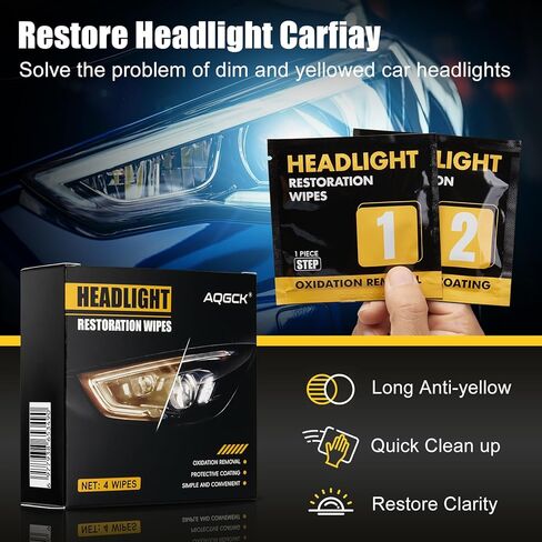 AOGCK car Headlight Repair Wet Wipe Set, Including Anti-Oxidation and Anti Yellowing Protective Coating, Used to Restore Headlight Transparency in Kuwait