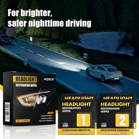 AOGCK car Headlight Repair Wet Wipe Set, Including Anti-Oxidation and Anti Yellowing Protective Coating, Used to Restore Headlight Transparency in Kuwait
