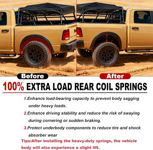 Rear Heavy Duty Coil Springs for Ram 1500 2019-2025 2WD 4WD, Provide 100% Extra Load (2000 lbs）-Red in Kuwait