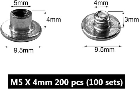 IDEALSV Chicago Screws 200 Pcs (100 Sets) Leather Rivets Screw Rivets Phillips Head Leather Bag, Book and Photo Album Binding Chicago Rivets Kits 5x4mm in Kuwait