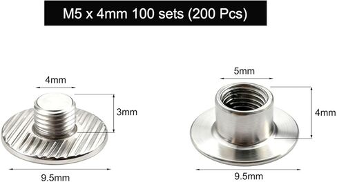 IDEALSV Chicago Screws 200 Pcs (100 Sets) Leather Rivets, Screw Rivets Flathead Leather Craft,Bag Belt Book and Photo Album Binding Chicago Rivets Kits 5x4mm in Kuwait