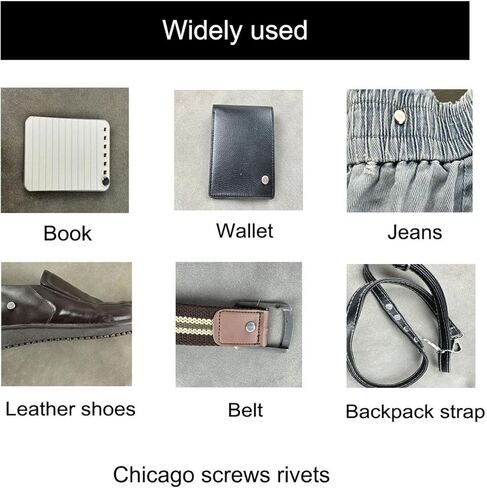 IDEALSV Chicago Screws 200 Pcs (100 Sets) Leather Rivets, Screw Rivets Flathead Leather Craft,Bag Belt Book and Photo Album Binding Chicago Rivets Kits 5x4mm in Kuwait