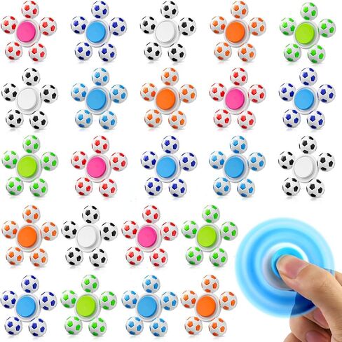24 Pack Fidget Spinner for Soccer Party Favors, Sensory Fidget Toys Bulk for Classroom Prizes, Stress Relief Fidget Spinners for Kids with Autism ADHD, Goodie Bag Stuffers, Fidget for Kids in Kuwait