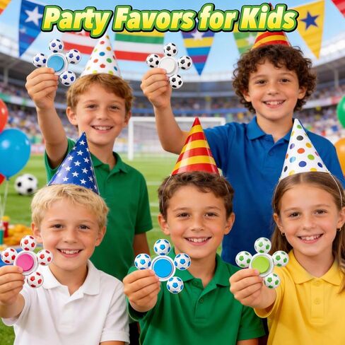 24 Pack Fidget Spinner for Soccer Party Favors, Sensory Fidget Toys Bulk for Classroom Prizes, Stress Relief Fidget Spinners for Kids with Autism ADHD, Goodie Bag Stuffers, Fidget for Kids in Kuwait