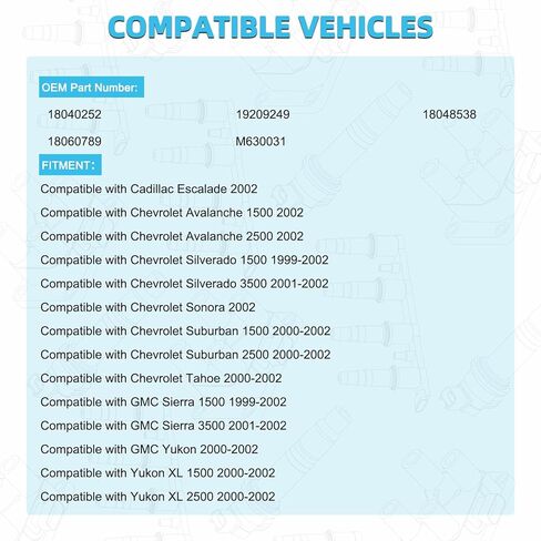 M630031 أسطوانة الفرامل الرئيسية لكاديلاك إسكاليد، لسيارة شيفروليه تشيفي أفالانش 1500 2500، لسونورا 02، لتاهو 00 5.3L 4.8L، 01-02 جميع الموديلات لسيارة تشيفي سيلفرادو 1500، لسيارة جي إم سي سييرا 1500 99-02 in Kuwait