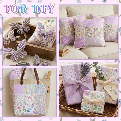 42Pcs Purple Charm Packs for Quilting, 5x5 Inch Floral Cotton Purple Fabric Squares Vintage Flower Charm Pack Fabric Quilting Fabrics for Sewing Patchwork Crafts Home Decor in Kuwait