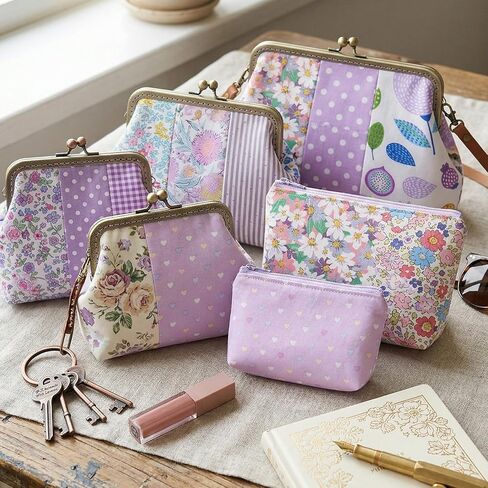 42Pcs Purple Charm Packs for Quilting, 5x5 Inch Floral Cotton Purple Fabric Squares Vintage Flower Charm Pack Fabric Quilting Fabrics for Sewing Patchwork Crafts Home Decor in Kuwait