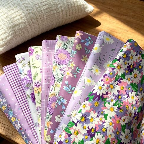 10 Pcs Cotton Fabric Squares,Assorted Floral Print Fabric Pieces for DIY Sewing, Quilt Making,Quilting Precut Bundles,Crafting 7.87 * 9.84In in Kuwait