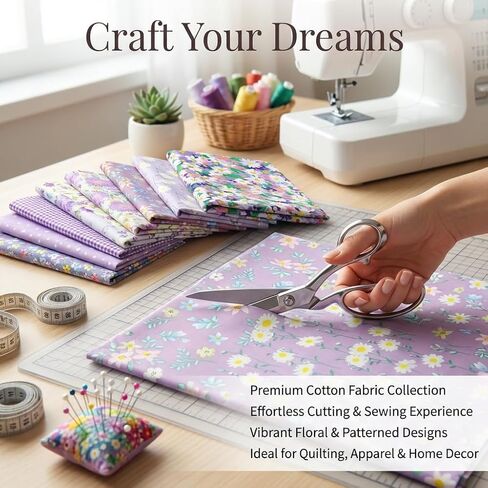 10 Pcs Cotton Fabric Squares,Assorted Floral Print Fabric Pieces for DIY Sewing, Quilt Making,Quilting Precut Bundles,Crafting 7.87 * 9.84In in Kuwait
