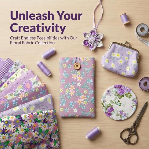 10 Pcs Cotton Fabric Squares,Assorted Floral Print Fabric Pieces for DIY Sewing, Quilt Making,Quilting Precut Bundles,Crafting 7.87 * 9.84In in Kuwait