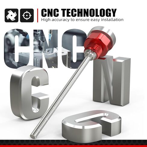 NICECNC Red Oil Level Gauge Dipstick Temperature + Crankcase Cover Cap Bolt Plug Kit, See Fitment in Kuwait
