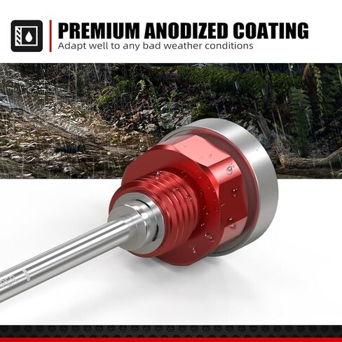 NICECNC Red Oil Level Gauge Dipstick Temperature + Black Skid Plate Bash Crash Plate Engine Bottom Protector Guard Cover, See Fitment in Kuwait