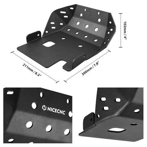 NICECNC Red Oil Level Gauge Dipstick Temperature + Black Skid Plate Bash Crash Plate Engine Bottom Protector Guard Cover, See Fitment in Kuwait