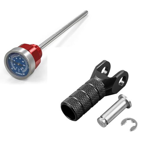 NICECNC Red Oil Level Gauge Dipstick Temperature + Motorcycle Shift Lever Tip, See Fitment in Kuwait