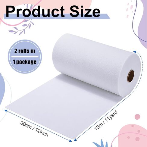 Vincreem 2 Rolls 12"x 10yd Quilting Batting Cotton Batting Roll Sewing Supplies for Needle Punched Quilt, DIY Project, Fabric Sewing Crafts(White) in Kuwait