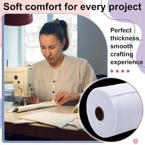 Vincreem 2 Rolls 12"x 10yd Quilting Batting Cotton Batting Roll Sewing Supplies for Needle Punched Quilt, DIY Project, Fabric Sewing Crafts(White) in Kuwait