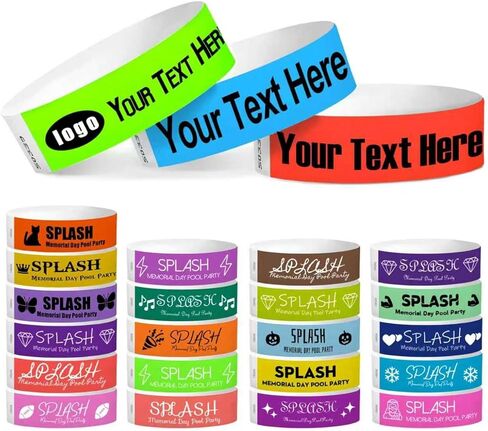 Bulk Custom Wristbands for Events 50-50000 PCS, Personalized Bulk Tyvek Wrist Band with Business Text and Logo, Customizable Printed Arm Bands, Customized Paper ID Bracelets for Party VIP in Kuwait
