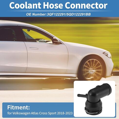 Engine Coolant Hose Connector for Volkswagen Atlas Cross Sport 2018-2023 Plastic Radiator Coolant Hose Pipe Connector No.3QF122291 Black 1 Pcs in Kuwait