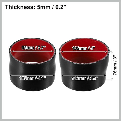 95-102mm 3.7 "-4" ID مستقيم سيليكون المخفض خرطوم سيليكون خرطوم المقرنة المبرد أنبوب أسود لسيارة المبرد مدخل الأنابيب استبدال قطع غيار السيارات in Kuwait