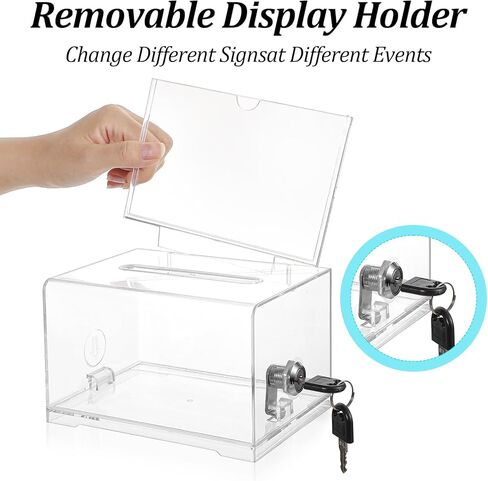 3 Pcs Clear Acrylic Donation Box with Lock, Ballot Suggestion Box with Sign Holder for Fundraising Voting Raffle, Tip Jar, 6.3x4.72x4 Inch in Kuwait