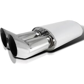 Spec-D Tuning Dual Slant Tip 3" Outlet 2.5" Inlet Stainless Exhaust Muffler in Kuwait