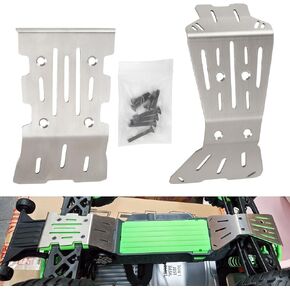 2-Piece Skid Plate Set, for ARRMA 1/10 Quake 2 Wheel Drive & 1/10 Gorgon 2 Wheel Drive, 1.5mm Vented Stainless Steel Chassis Armor Front & Rear Protection in Kuwait