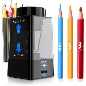 ZMOL Fully Automatic Electric Pencil Sharpener, Hands-Free Auto in & Auto Eject, Rechargeable Colored Pencil Sharpener for 6-12mm Pencils, 5 Point Settings, Auto Stop, Classroom School Teacher in Saudi Arabia
