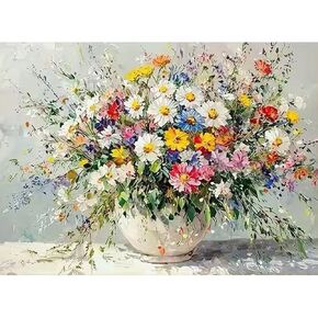 GEMFAMILY Paint by Numbers Flowers DIY Painting On Canvas,by Number Wildflowers in Stained by Numbers Kit for Adults,Acrylic Simple Oil Paint by Number Kits for Home Wall Decor 16 x 20 inch in Saudi Arabia