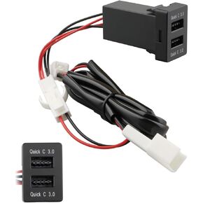 QC3.0 شاحن سيارة بمقبس طاقة USB مزدوج مناسب لسيارة Toyota Sequoia Highlander Tacoma Tundra 4Runner RAV4 Yaris - محول USB لشاحن السيارة سريع الشحن in Kuwait