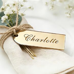 Novabright 100 Pcs Wedding Mirror Gold Place Cards, 1.6 x 3.9 Inches Gold Acrylic Ornament Blanks, DIY Personalized Blank Tags for Wedding Party in Kuwait