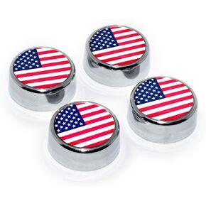 Elektroplate USA American Flag Chrome Plated License Plate Screw Cap Covers - Set of 4 in Kuwait