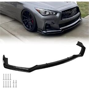 مناسب لـ 2018-2025 Infiniti Q50 Q50L Sport المصد الأمامي للشفة، أسود لامع ABS Air Splitter Chin Body Kit OEM Style in Kuwait